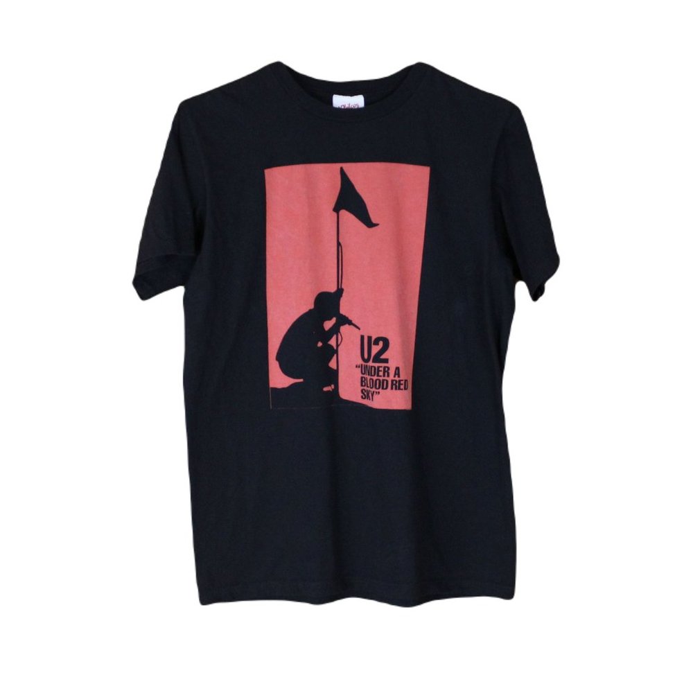 Philcos U2 Under A Blood Red Sky Band Tee Black Red Unisex T-Shirt Medium CA56